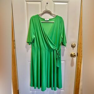 Kelly Green Faux Wrap Dress